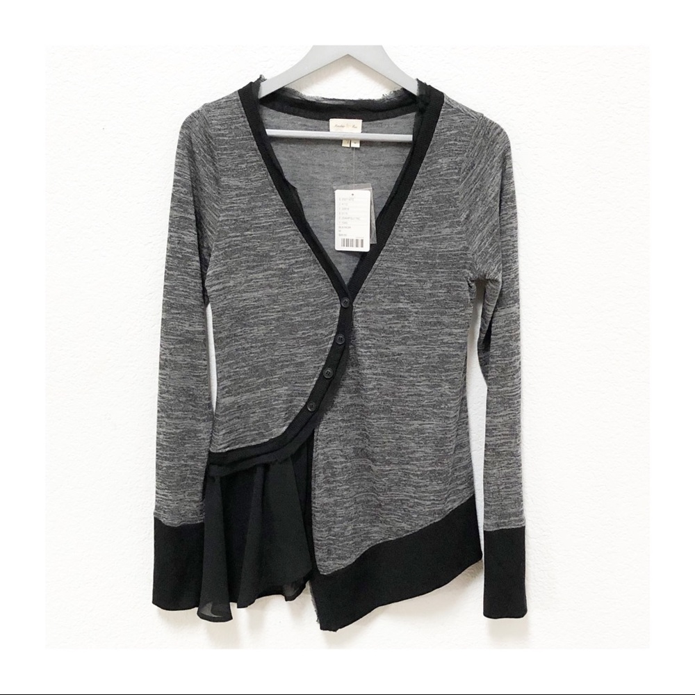 Anthropologie Meadow Rue Askew Gray Cardigan sz M